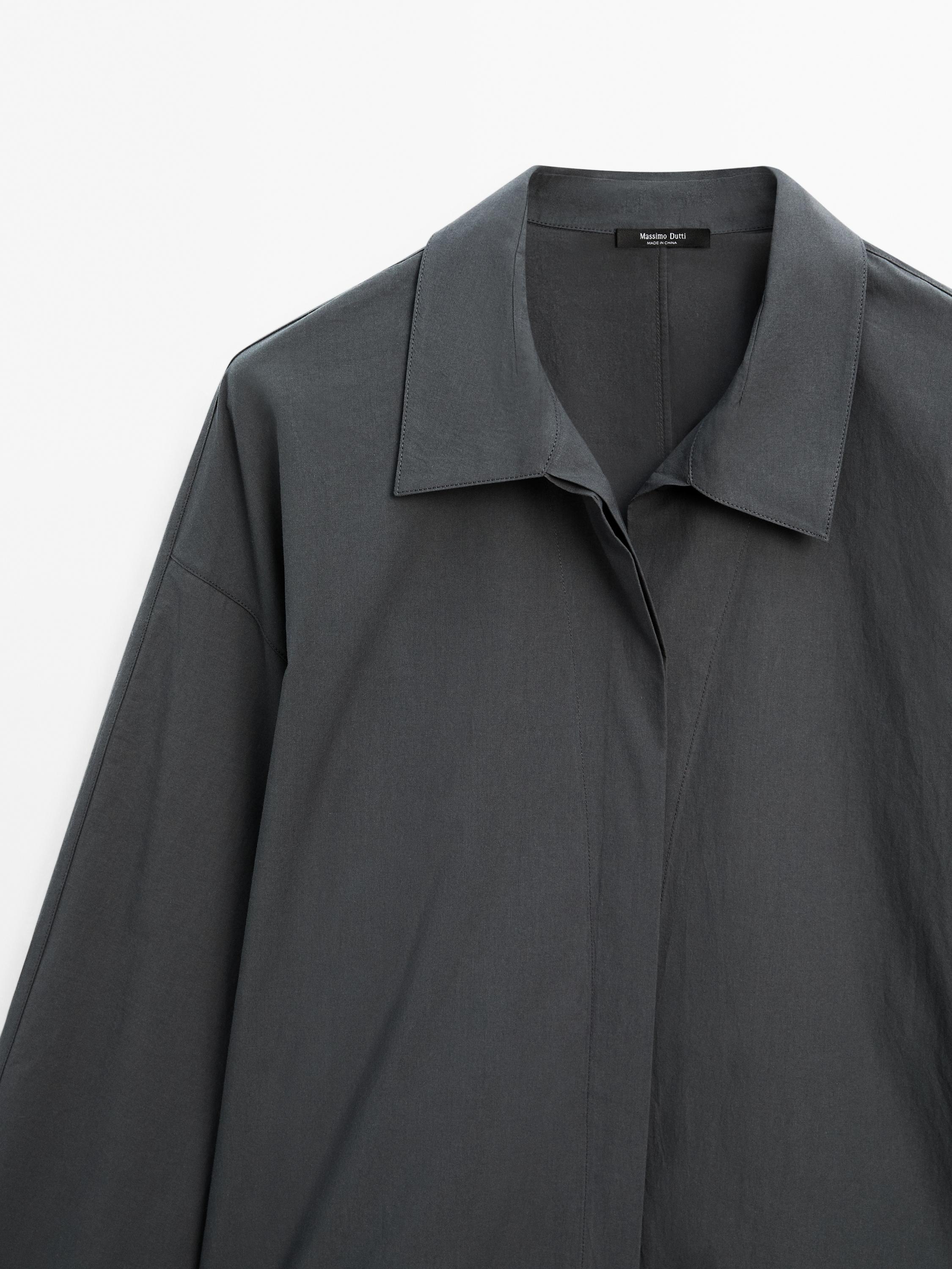 Loose-fitting 100% cotton poplin shirt